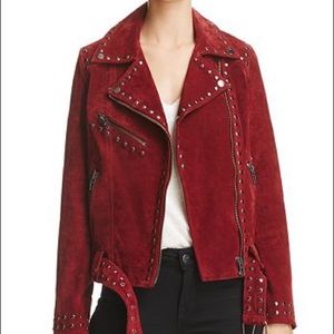 Blank NYC Burgundy Suede Moto Jacket